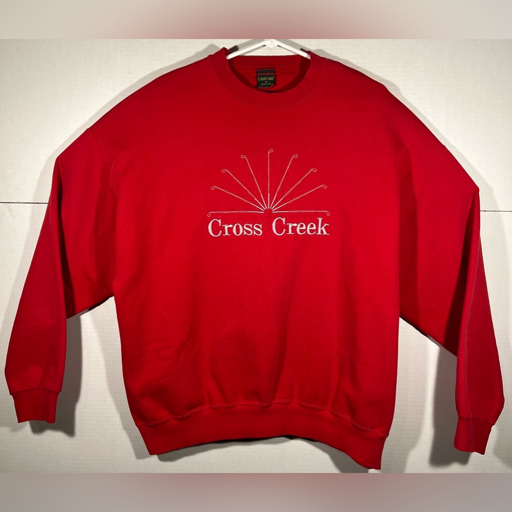 VTG Cross Creek Sweatshirt Crewneck Red Golf Men’s XL Made In USA Distress